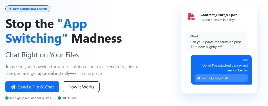 FileXL chat collaboration on large file transfer